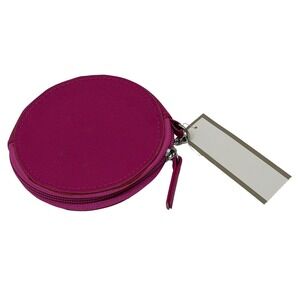 Walmart Novelty Coin Purse Pink Round Saffiano Zip Wallet Small Pouch New Womens